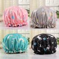 thumbnail image 2 of Bonnet de Douche, Bonnets de Douche pour Femmes, Bonnet de Douche à Double Couche Imperméable Protection des Cheveux Bonnets de Douche en EVA Réutilisables, 2 of 5