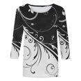 thumbnail image 4 of Pompotops T-shirt de Mode pour Femme Mi-Long Manches 3/4 Blouse Col Rond Hauts Décontractés Liquidation, 4 of 5