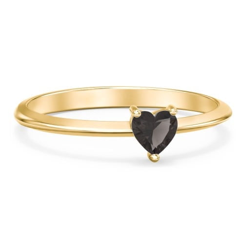 Bague Pierre de Naissance en Forme de Cœur - Quartz Fumé (Juin)