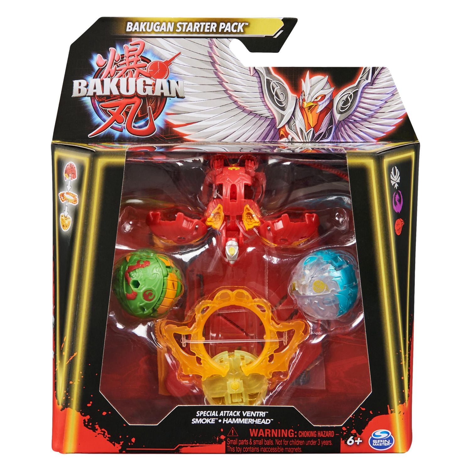 Bakugan Starter 3-Pack, Special Attack Bruiser, Octogan, Nillious, figurines articulées personnalisables qui tournent et cartes à collectionner, jouets pour garçons et filles à partir de 6 ans
