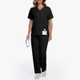 thumbnail image 3 of V Neck Scrubs for Women Set Scrubs Top Drawstring Straight Pants 4 Way Stretch Medical Nursing Uniforms Matching Sets, 3 of 5