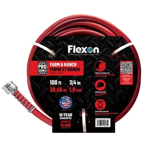 Flexon FA58100CN Farm and Ranch Garden Hose, 100 ft, Red