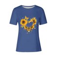thumbnail image 4 of KIHOUT Nouveau Haut de Mode d'Été pour Femmes 2025, Haut Décontracté à Imprimé Floral pour Dames à Manches Courtes et Col Rond Bleu G, 4 of 4