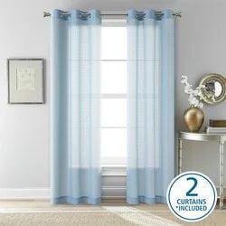 Ensemble de 2 panneaux de rideaux transparents Mainstays Windowpane, Blanc, 38" L x 84" H