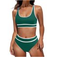 thumbnail image 1 of FAIWAD Womens 2 Piece Swimsuits Sports Color Block Bikini Sets Removable Bra Pad Full Coverage Bathing Suits for Girls, 1 of 5