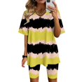 thumbnail image 1 of Ensembles Courts Femmes Tenues 2 Pcs Vacances Mode Femmes Blouse à Col en V T-Shirts à Manches Courtes Shorts Ensembles de Tailleur Décontractés Été Ensembles 2 Pcs pour Femmes en Liquidation, 1 of 4