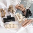 thumbnail image 2 of Large Long Hair Clips, Strong Hold Rectangular Hair Clips for Thick Thin Curly Hair, Matte Neutral Giant Durable Claw Clips, 90's Vintage Claw Clips 8 Pack, 2 of 8