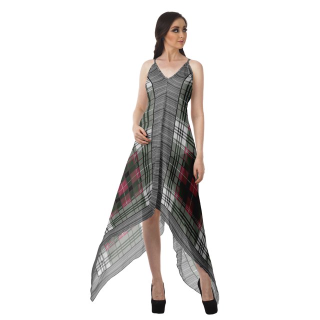 Moomaya Robe à Ourlet en Foulard pour Femmes, Imprimée, Col en V, Ourlet Asymétrique