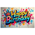 thumbnail image 2 of Happy Birthday Banner Background Colorful Backdrop Wall Party Decorations Festive Event Supplies Celebration Graffiti Photography Props, 2 of 4