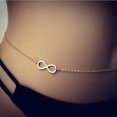 thumbnail image 1 of Gold Charm Bikini Belly Waist Lower Back Link Body Chain w/ Number 8 Pendant, 1 of 9