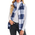thumbnail image 3 of LUXUR Gilet à Carreaux pour Femmes Tenue de Travail Décontractée Bleu TG, 3 of 5
