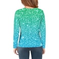 thumbnail image 4 of Girls Tshirts Spring Summer Long Sleeve Gradient Sequin Printed Round Neck Flash Shirt Girls Tops Light Green 6-7Years, 4 of 4