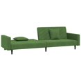 thumbnail image 2 of vidaXL 2-Seater Sofa Bed with Two Pillows Dark Green Velvet, 2 of 5