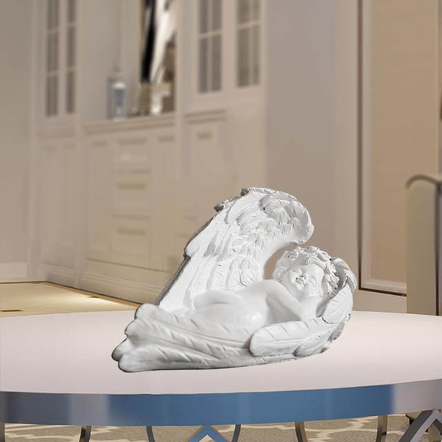 fastboy Resin White Angel Statue Desktop Decor Collection Window Props Christmas lie down right think