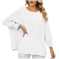 thumbnail image 1 of Birdeem Mode Hauts pour Femmes Uni Manches Longues Col Rond Blouse Chemise T-Shirt Hauts, 1 of 8