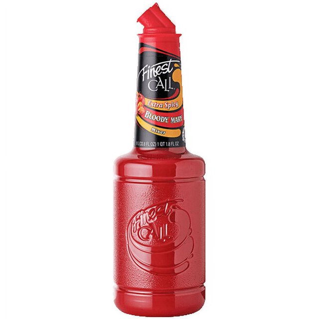 Finest Call Mélange Bloody Mary Extra Épicé de 1 Litre dans une Bouteille Rouge Vibrante avec un Dessus à Versement Facile et un long Goulot. l'Étiquette Présente une Image de Marque Audacieuse et une Imagerie de Piments habanero, Mettant en Valeur Sa Saveur Relevée et Épicée. Idéal pour Créer des cocktails Ou comme marinade de Viande, Ce Mélange Offre un Coup de Pied Audacieux de Chaleur et une Saveur de Tomate Savoureuse. le design de la Bouteille Comprend une Image de Marque Embossée pour une Présence Attray