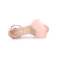 thumbnail image 4 of BLISSFUL STEP Women's Faux Fur Ankle Strap Block Heel Open Toe Sandals Pink 11, 4 of 8