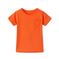 thumbnail image 2 of T-Shirt d'Été à Manches Courtes pour Filles, Col Rond, Ourlet, Tunique Douce, Hauts, T-Shirts, Orange, 12-13 Ans, 2 of 7