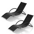 thumbnail image 4 of Ergonomic Comfort Set of 2 Patio Chaise Lounge Chairs - Iron Frame, Quick-Dry Textilene, Adjustable Headrest - All-Weather Poolside, Garden, Balcony Furniture - Black, 4 of 7