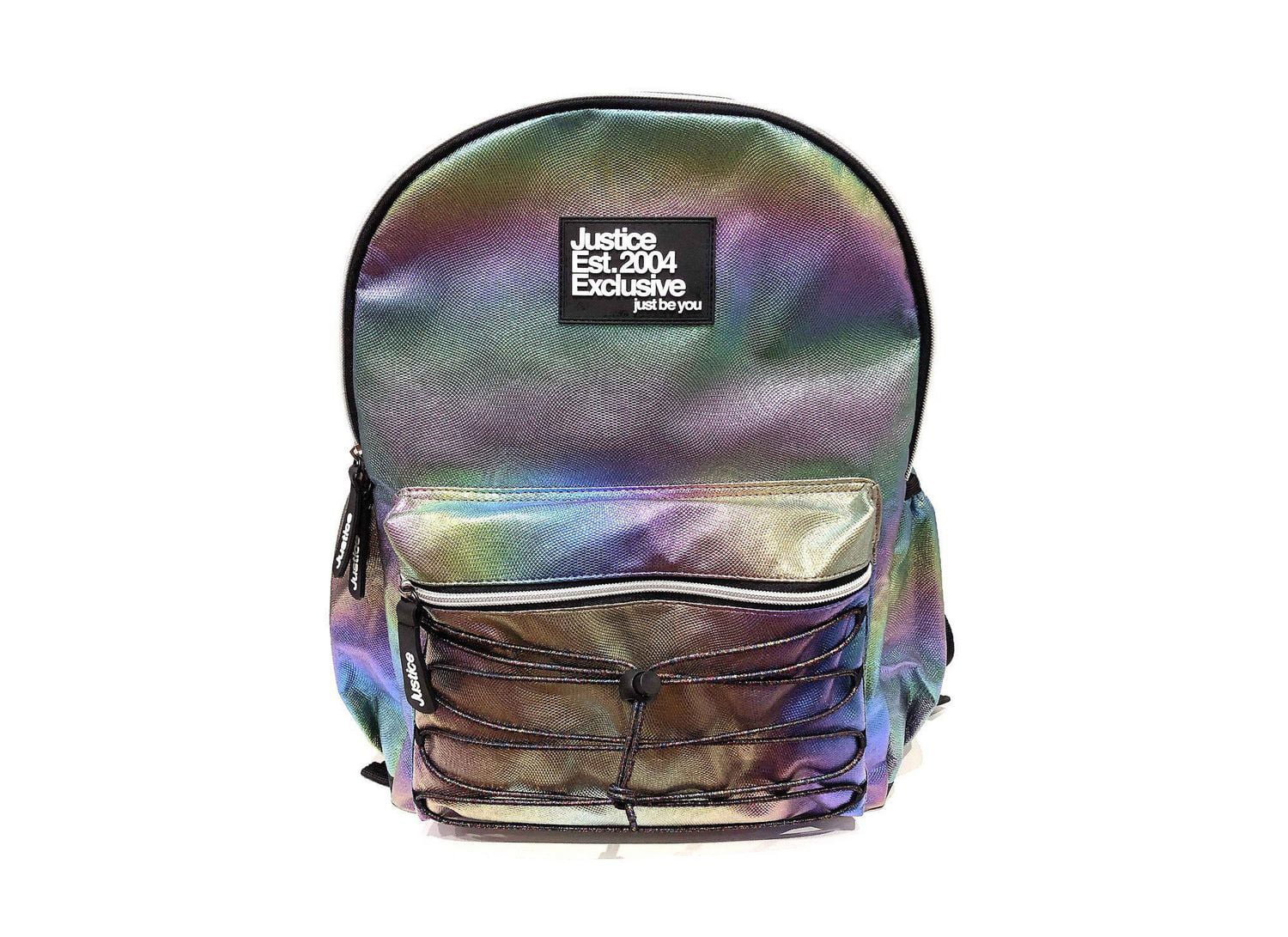 Justice™ Brand Girls Rainbow Multi Compartment 17” Backpack and Bungee Cord Pocket