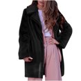 thumbnail image 2 of Ladies Casual Fashion Solid Color Faux Plush Warm Jacket Coat, 2 of 6