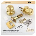 thumbnail image 2 of Leydebong 1 Pack Keyed Entry Door Knobs with Lock, Gold Door Locks, Interior and Exterior Door Lock, Reversible for Right/Left Handing, 2 of 7