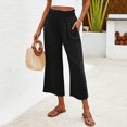 thumbnail image 5 of VEKDONE Womens Cotton Linen Capris Pants Black L, 5 of 5