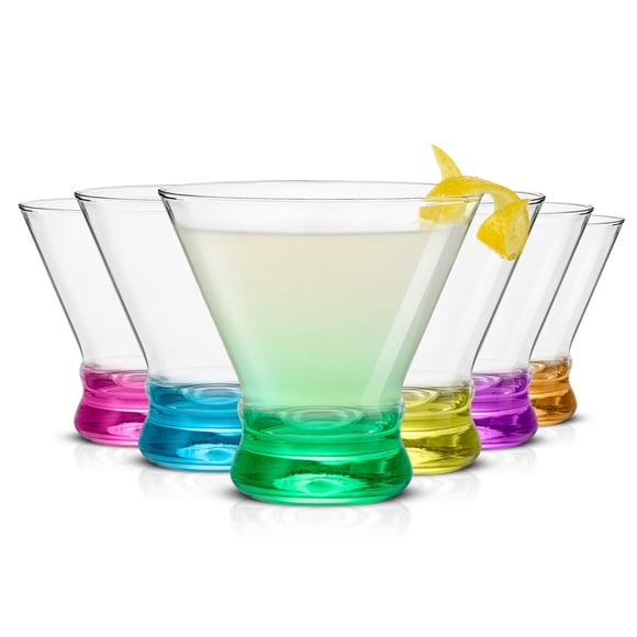 Hue Colored Stemless Martini Glasses - 8 oz - Set of 6