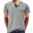 thumbnail image 1 of Dvkptbk Hommes Manches Courtes Décontracté Mode Col Rond Chandail Boutons T-Shirt Blouse en Liquidation, 1 of 5
