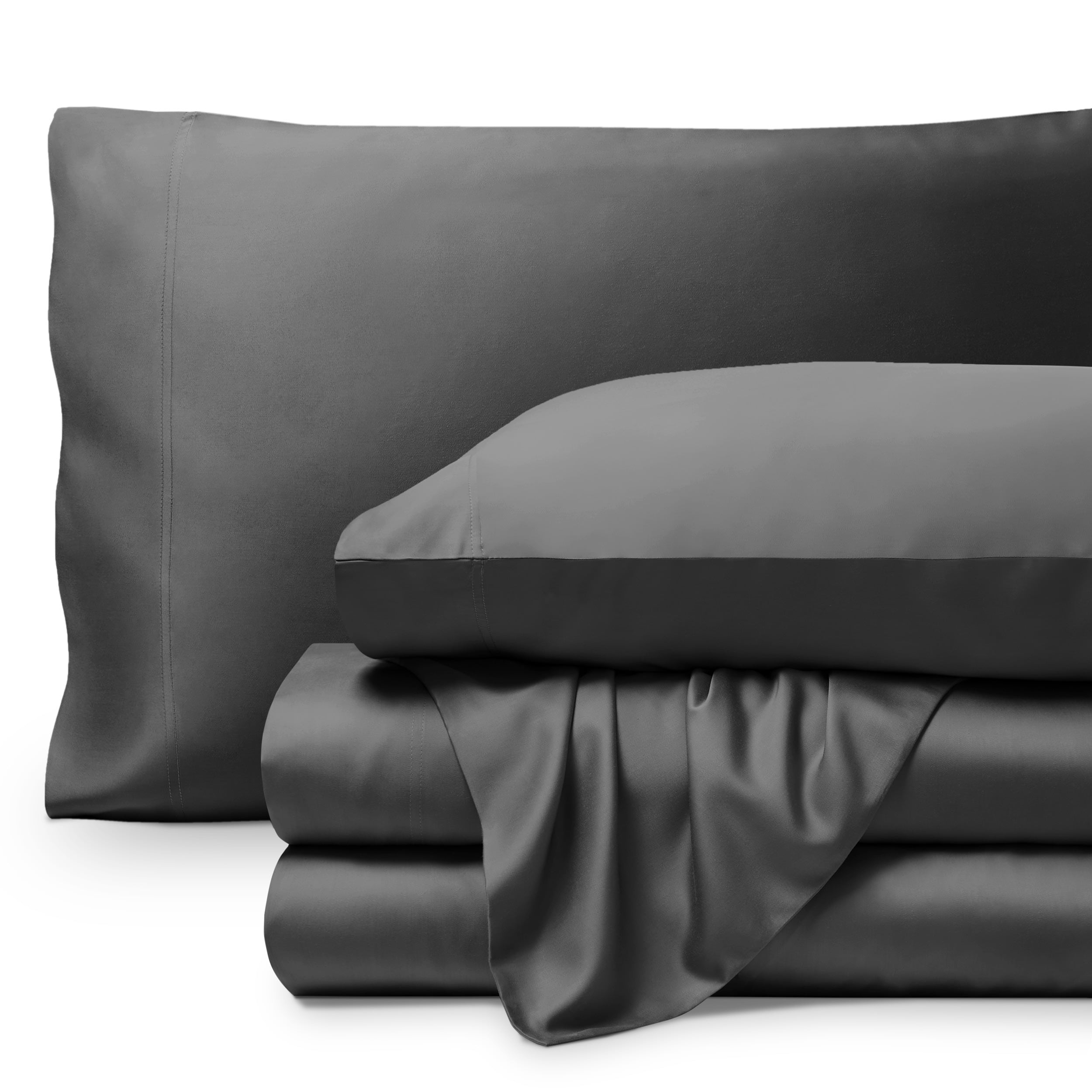 Bare Home Bamboo Sheet Set - Made from Rayon Fibers - Deep Pockets - 4 Piece - King, Gray