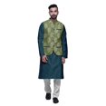 thumbnail image 1 of Atasi Kurta Pyjama Traditionnel Uni à Col Mandarin avec Ensemble de Veste Imprimée, 1 of 3