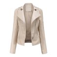 thumbnail image 1 of IROINID Veste en Faux Cuir pour Femmes Manches Longues Couleur Unie Col à Revers, Veste Confortable, 1 of 7