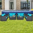 thumbnail image 1 of Costway Ensemble de 8 Pcs pour Patio en Rotin avec Coussins Canapé Fauteuil Table Basse Turquoise, 1 of 10