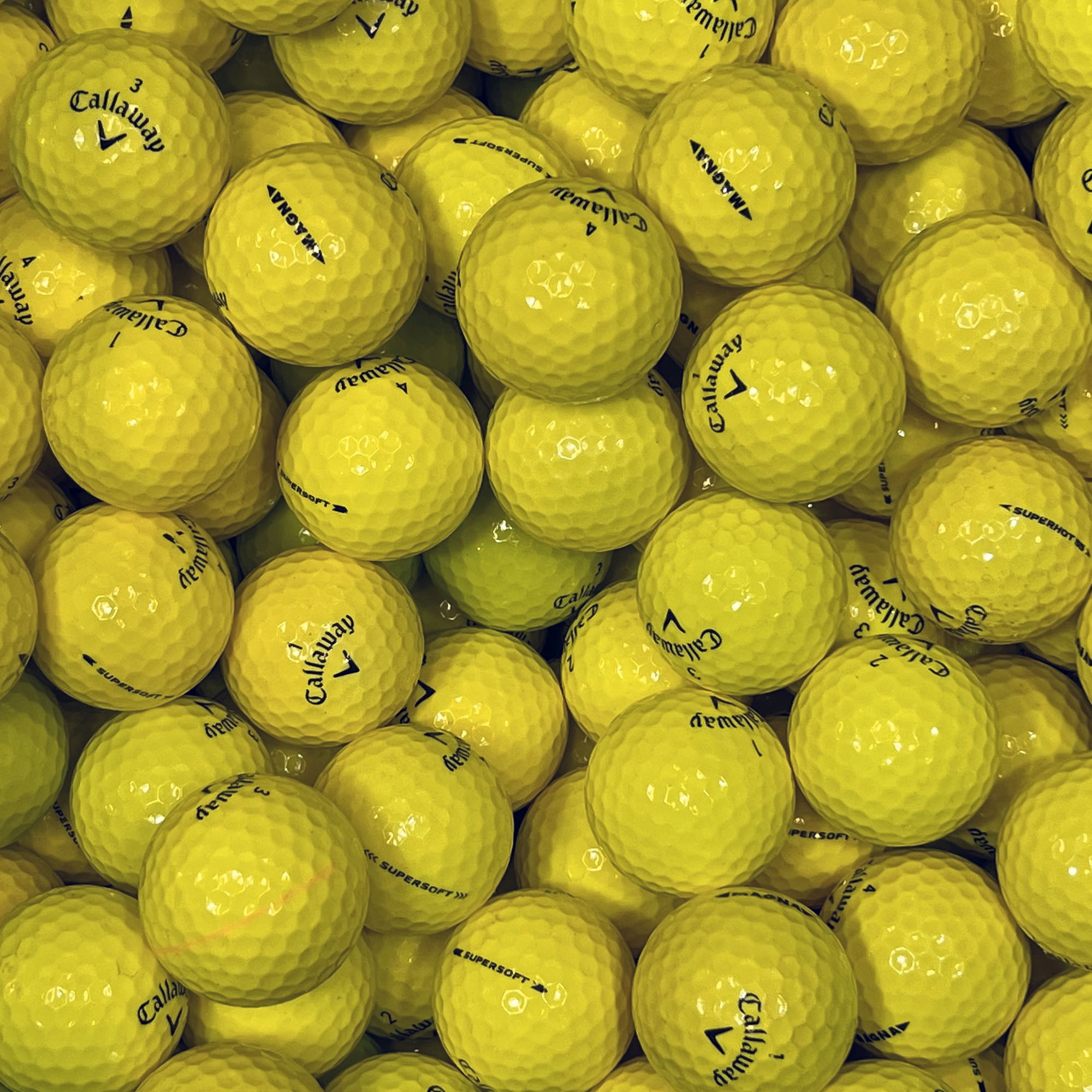 Mulligan Lot de 100 Balles de Golf Callaway Jaunes Mixtes Usagées Recyclées, Grade 5A