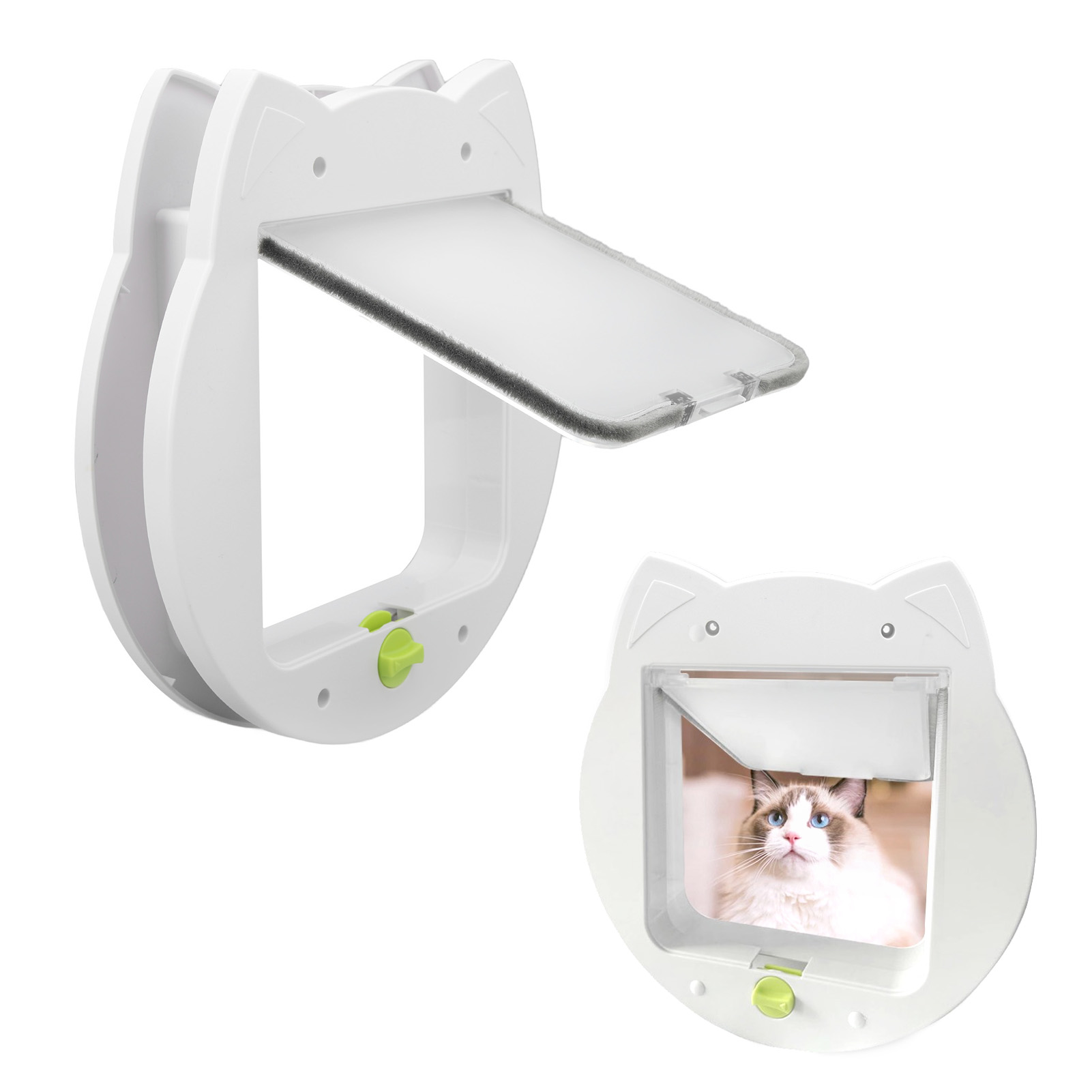 Cat Door, 2 Way Lockable Cat Flap Door For Interior Exterior Door Noiseless Weatherproof Pet Doors For Cats Kittens Doggies For Window Wall, Fast Installation