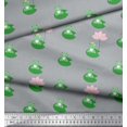 thumbnail image 2 of Soimoi Rayon Fabric Lotus & Frog Kids Print Fabric by Yard 56 Inch Wide, 2 of 3