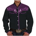 thumbnail image 1 of Chemise Décontractée pour Homme à Manches Longues, Coupe Ajustée, Style Western Cowboy, Brodée, Boutonnée, avec Poches avant, 1 of 5