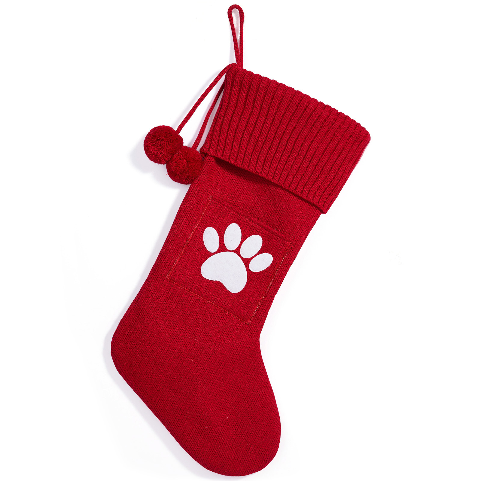 Bas de Noël Tricoté avec Lettre de l'Alphabet Personnalisée Initiale Alphabet de Noël Empreinte Rouge
