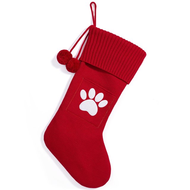 Christmas Knitted Stocking With Personalised Alphabet Christmas Alphabet Tree Letter Initial Red Footprint