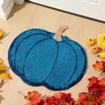 thumbnail image 4 of Deeceymbur Halloween Fall Pumpkin Shape Bath Floor Mat 23.62x15.75 Inch Blue Plush Rug Non-slip Washable Absorbent Floor Doormat for Thanksgiving Hotel Decor, 4 of 6