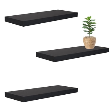 Jessar - Ensemble de 3 Tablettes Murales Flottantes, 23.6 Pouces x 9.25 Pouces x 1.5 Pouces, Noir