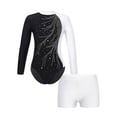 thumbnail image 1 of renvena Girls Gymnastics Leotards and Shorts Set Rhinestone Long Sleeve Ballet Unitard Biketards White 10, 1 of 5