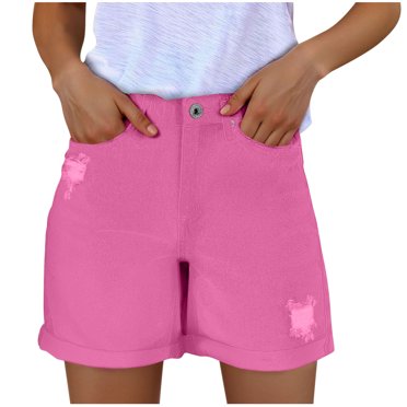 Yuzhih Jean Shorts Womens Stretchy High Waisted Ripped Denim Shorts with Pockets Trendy Distressed Shorts