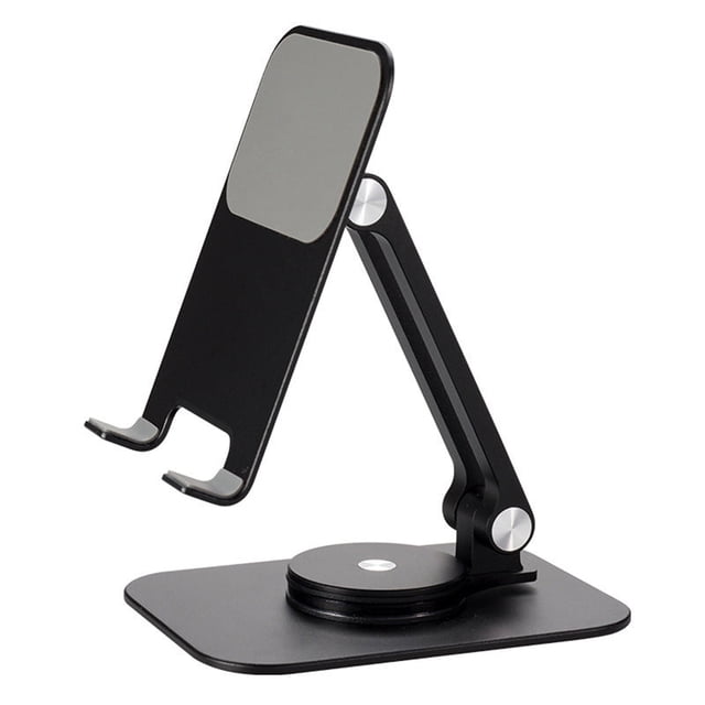 Deluxe Foldable 360° Rotating Phone & Tablet Holder - Adjustable Height & Angle, Non-Slip Protective Pads, Compact & Portable Design, Aluminum Alloy Construction, Compatible with All