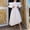 White, variant on EQWLJWE Summer Saving Clearance ! Women's 3/4 Fold Multi layered Sleeves Round Neck Asymmetric Large Dress Party Dress Hem Dress Summer Dresses 2023