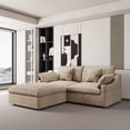 thumbnail image 1 of The Magic Home Cloud Modular L-Shaped Linen Sectional Sofa with Ottoman, Khaki, 1 of 15