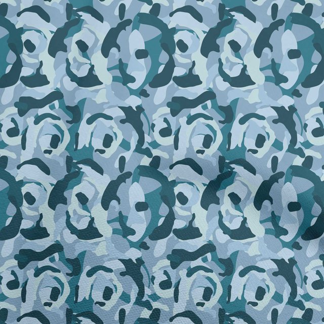 oneOone Viscose Chiffon Teal Blue Fabric Abstract Sewing Craft Projects Fabric Prints By Yard 42 Inch Wide