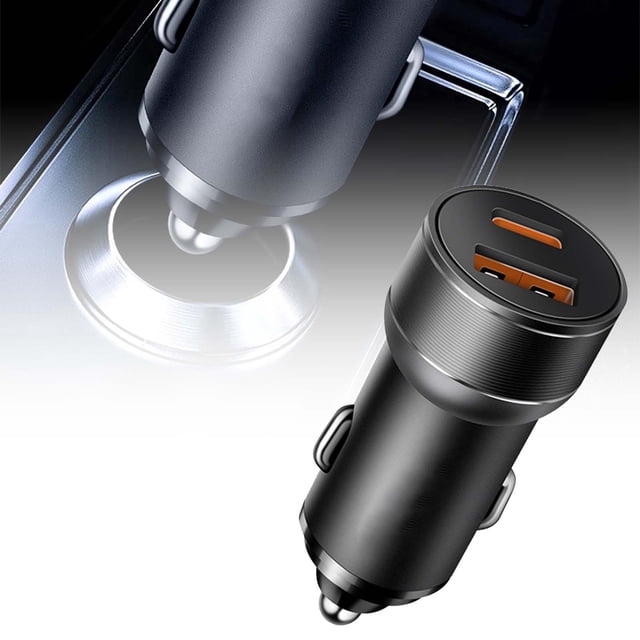 66W 1 Type C 1 USB Interface Car Charger ABS Material Fast Charging for Smartphones Tablets