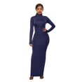 thumbnail image 1 of TopLLC Longues Robe à Manches à Col Rond pour Femme Décontractée Couleur Col Montant Manches Longues Extensible Ajustée Longue Robe Haut pour Femme, 1 of 6