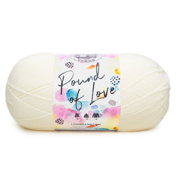 Fil Lion Brand Pound of Love® Blanc Antique Fil acrylique moyen/peigné n° 4, 454g/ 932m, 1CT